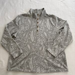 Croft & Barrow Henley Long Sleeve Top Womens PXL Gray